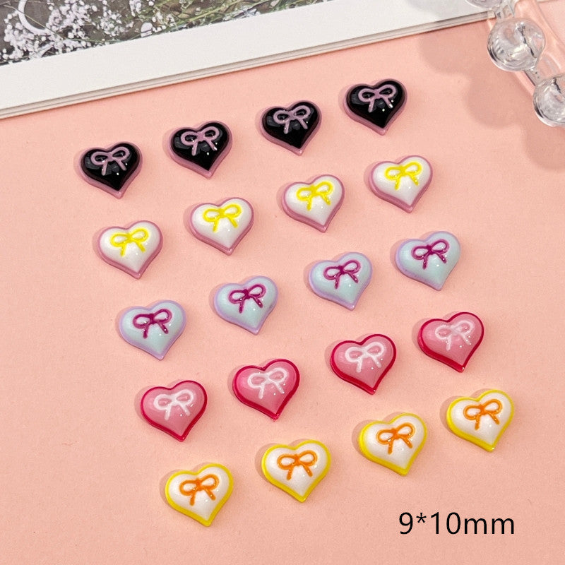 GLOSSY BOW HEARTS