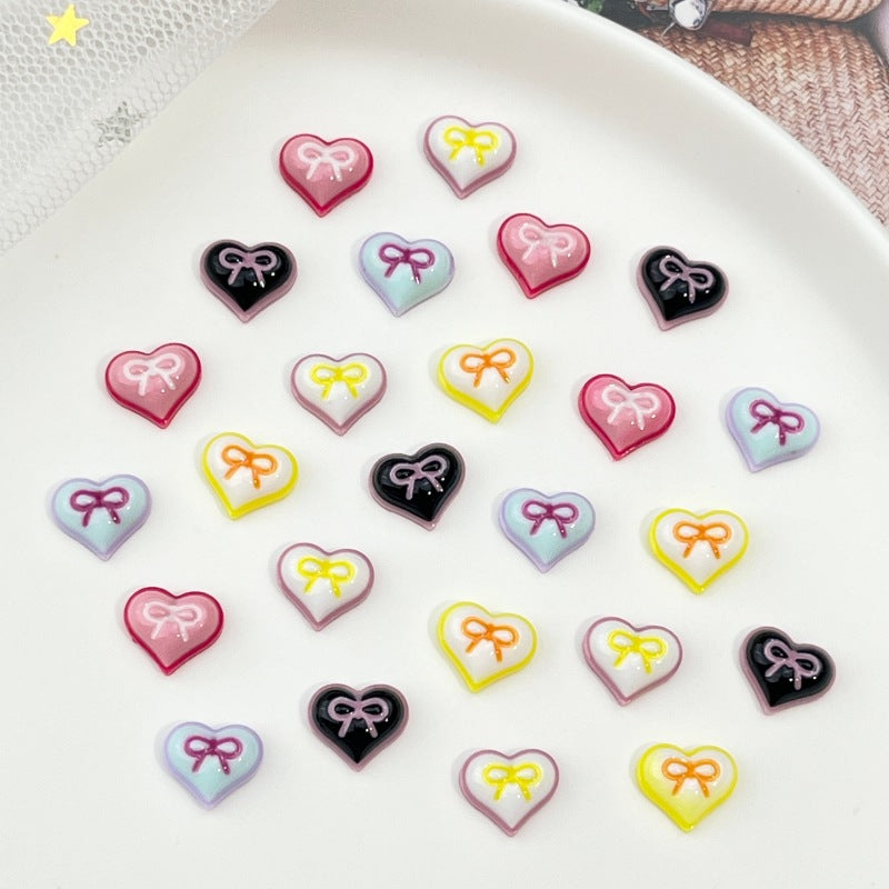 GLOSSY BOW HEARTS