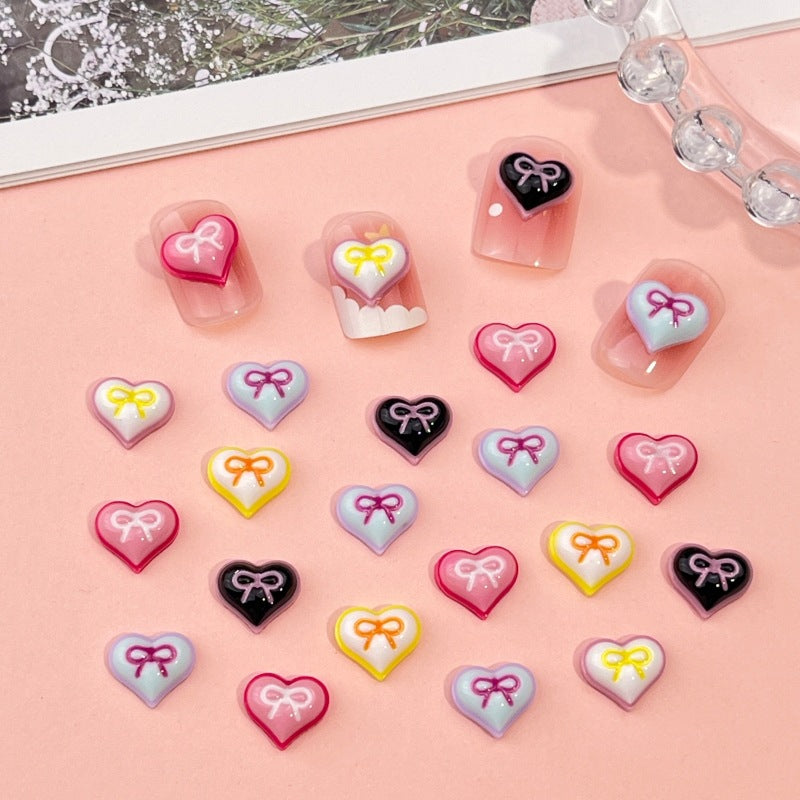 GLOSSY BOW HEARTS