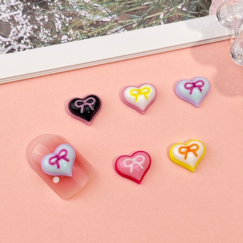 GLOSSY BOW HEARTS